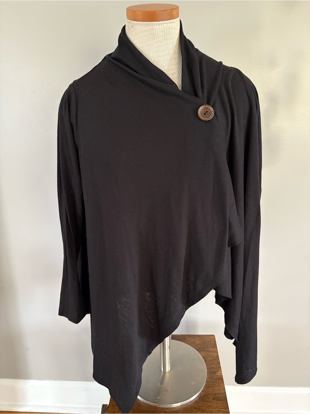 bobeau Black Open Drape Cardigan